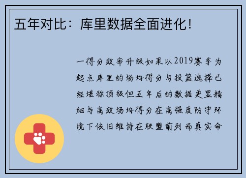 五年对比：库里数据全面进化！
